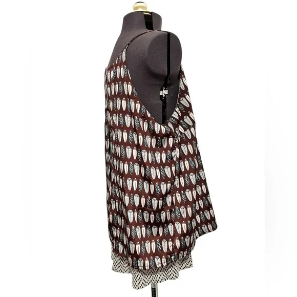 Porridge for Anthropologie Feather Print Layered Split Back Camisole Top Size M - Picture 5 of 14